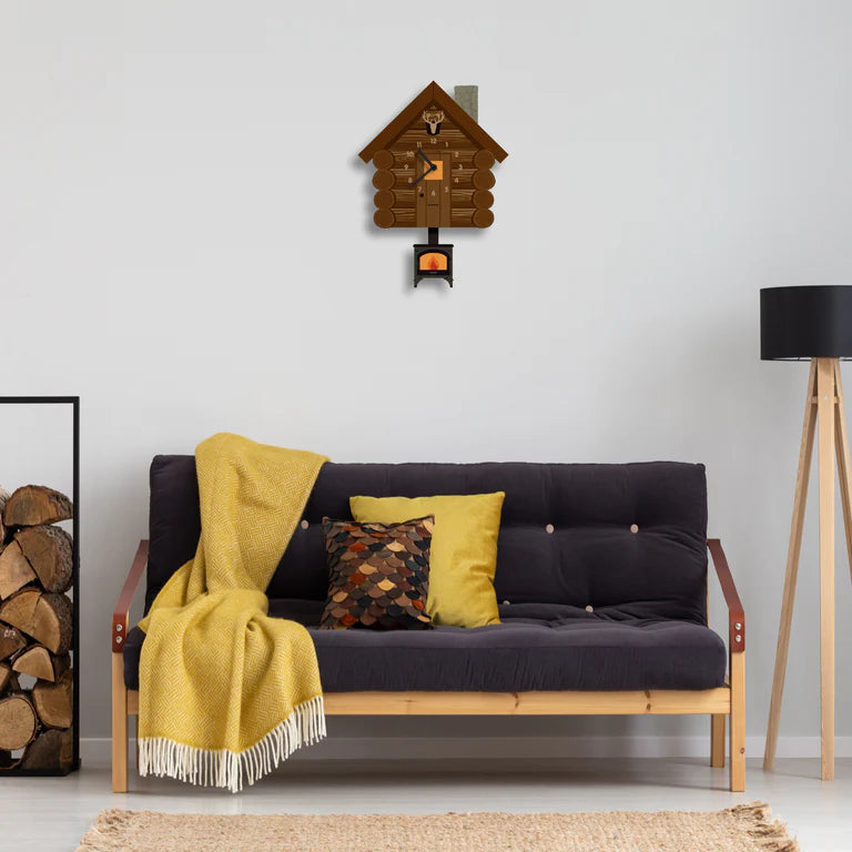 Popclox Log Cabin Pendulum Clock