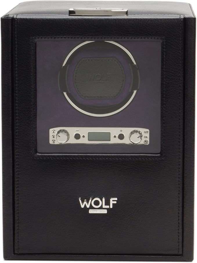 Wolf Blake Single Watch Winder - Black Pebble Leather 460628