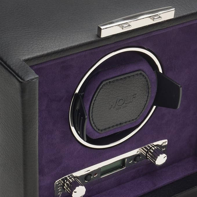 Wolf Blake Single Watch Winder - Black Pebble Leather 460628