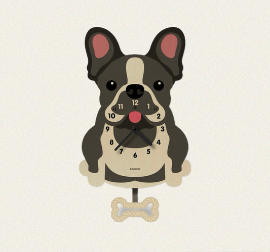 Popclox French Bulldog Pendulum Clock