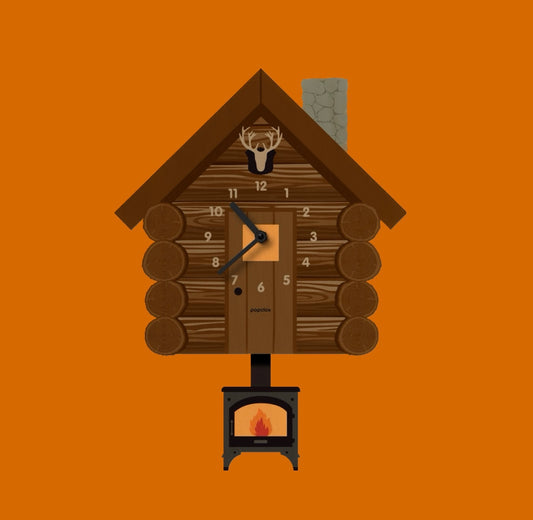 Popclox Log Cabin Pendulum Clock