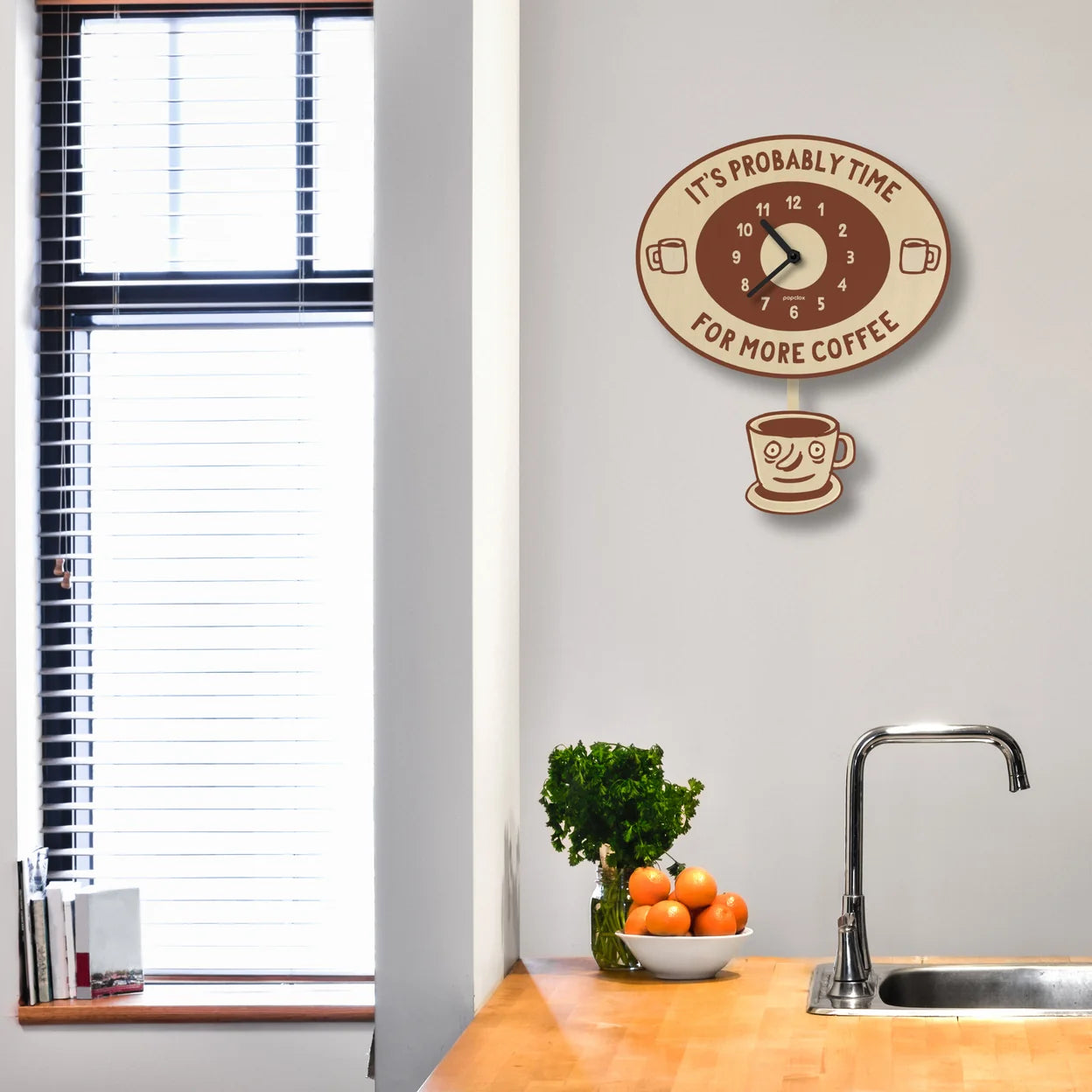 Popclox Coffee Time Pendulum Clock