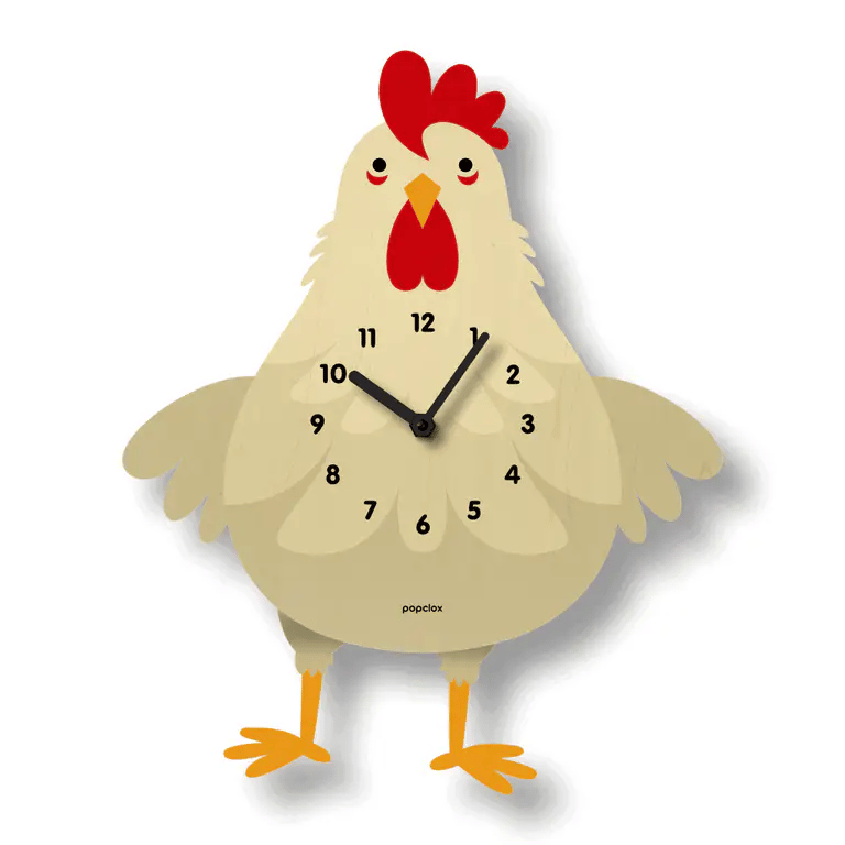Popclox Cleo Chicken Pendulum Clock - Brown