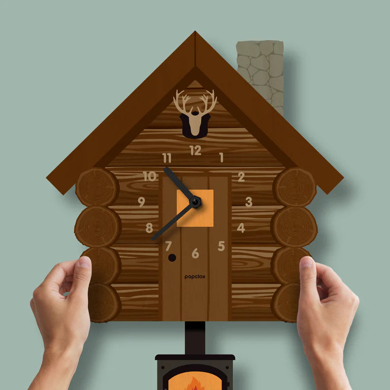 Popclox Log Cabin Pendulum Clock