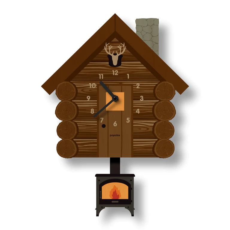 Popclox Log Cabin Pendulum Clock
